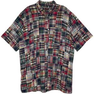 Oak Hill Plaid Patchwork Madras Button Down Shirt Men's Big 3XLT
